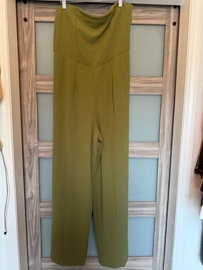 wild fable Olive Green Strapless Wide-Leg Jumpsuit